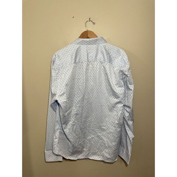 Bugatchi Shaped Fit Flip Cuff Shirt Men’s XL Long Sleeve Buttons Floral Blue - Picture 3 of 6